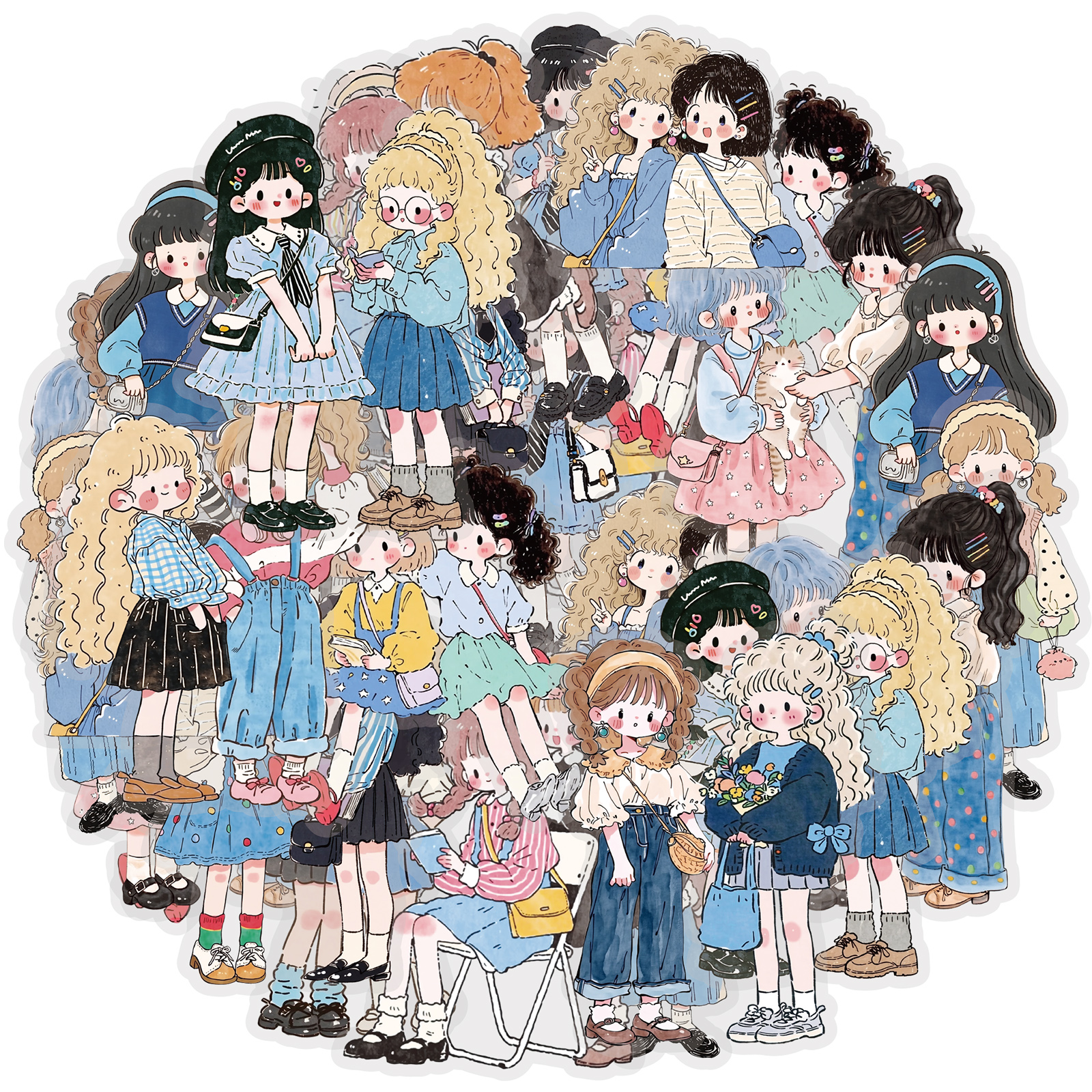 Korean Lifestyle Aesthetic - Etori Life Fresh Blue Girl Stickers,