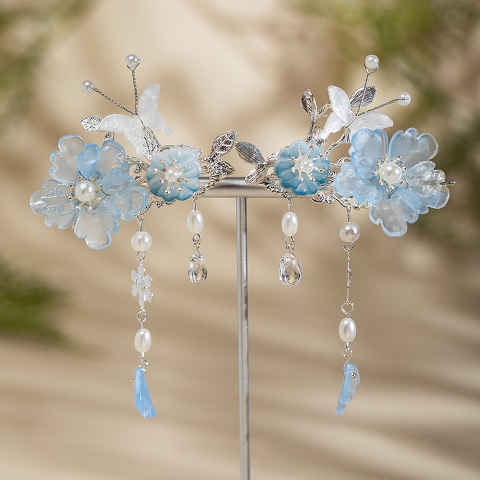 2pcs Romantic Blue Peony Hair  - Hanbok Hair Pin incelemesi ve fiyatı