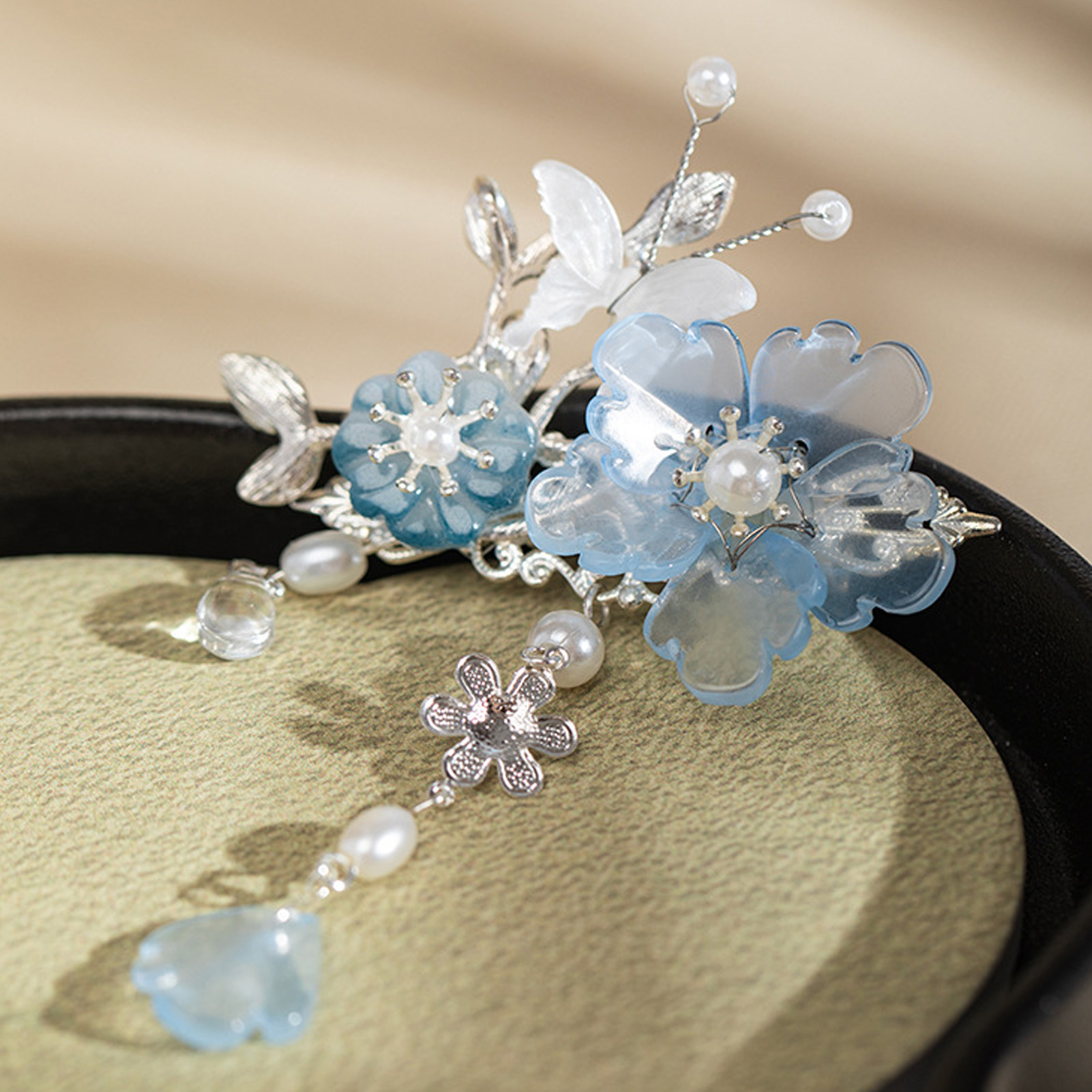 2pcs Romantic Blue Peony Hair  - Hanbok Hair Pin incelemesi ve fiyatı
