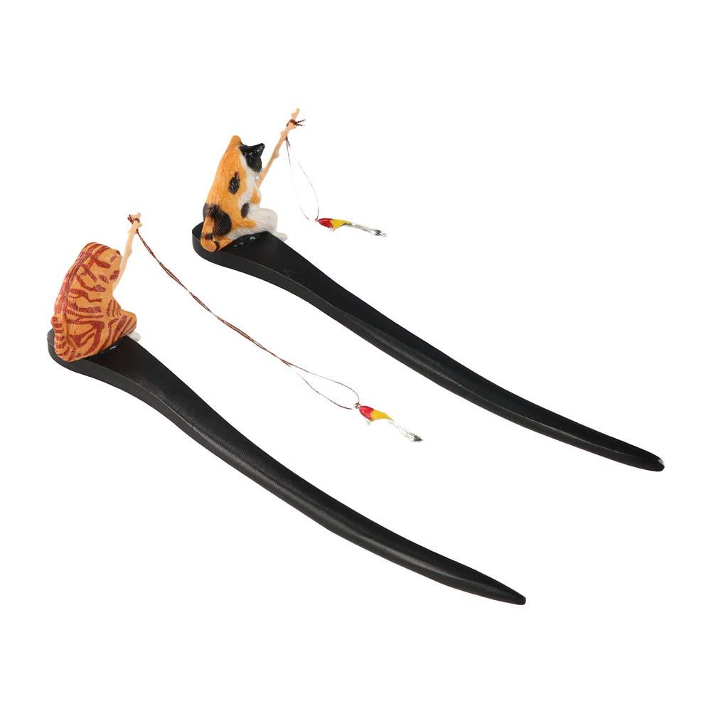 Antique Cat Fishing Wooden Hai - Hanbok Hair Pin incelemesi ve fiyatı